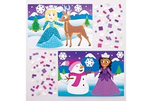 Baker Ross Kits Imágenes mosaicos Princesa de Nieve (paquete de 4) - Artes y manualidades para niños