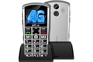 artfone A400 Argent - 4G Téléphone Senior Portable Débloqué avec Grandes Touches丨Volume très fort丨Bouton SOS丨une caméra de 2MP丨1800mAh Batterie丨Lampe Torche et Station de Charge丨écran de 2.4" 丨FM