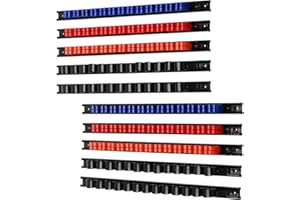 CASOMAN 10 pcs Screwdriver Organizer and Wrench Organizer, Wall Mount, Hand Tool Holder, Plastic Rail Wrench Hanger with Clips