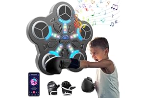EZNAOBO Macchina da boxe musicale con guantoni da boxe, macchina da boxe intelligente con Bluetooth e velocità regolabile, macchina da boxe montata a parete, dispositivi di allenamento per adulti e bambini