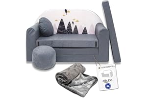 ‎MILLYBO millybo Kindersofa Kinder Couch mit Schlaffunktion ausklappbar 3in1 Kinder Sofa Spielsofa mit Bettfunktion Mädchen Jungen Sitzsack Minisofa Schlafsofa Kinderzimmer Schlafsessel (AX2)