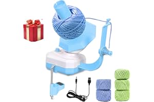 Yallmie Electric Yarn Winder, Upgraded Yarn Cake Winder Automatic Ball Winder, Wool Winder for Crocheting Abs Wool Spinner Electric Crochet Holder DIY Crochet Machine for Christmas (Blue)