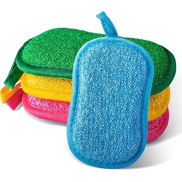 Kit De 14 Éponges Réutilisables Jicyor – 10 Éponges Doubles Faces + 2 Chiffons Microfibre – Lavables Et Sans Rayures