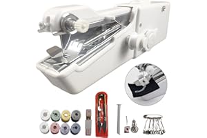 Rhitchy Mini máquina de coser eléctrica a mano: Mini máquina de coser con 6 bobinas de hilo, pequeña máquina de coser con regla de medición para reparaciones rápidas y manualidades en casa