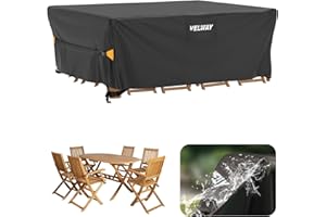 Velway Coperture per Mobili da Giardino Impermeabile: Copertura Tavolo Giardino Esterno con sfiato d'Aria Antivento Telo Copri Tavolo Arredo Rettangolare (Nero 200x160x74cm)
