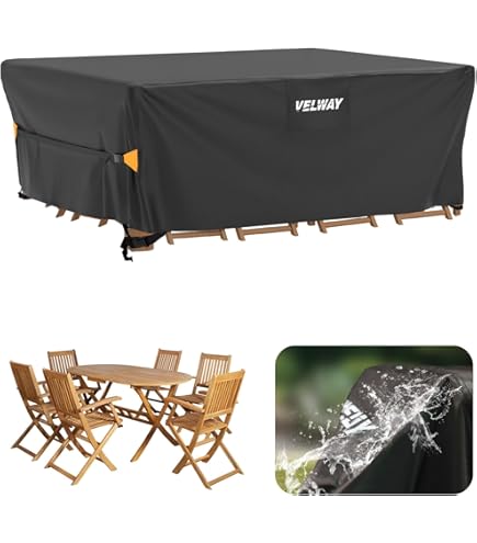 Copertura Impermeabile Per Tavolo Da Giardino 300x250x71cm - Tessuto 420D | Anti-UV E Antivento - Foto 7