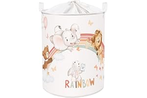 Clastyle Ceste Biancheria Bambini Animale Addormentato Cestino Giocattoli Vestiti Impermeabile per Ragazzo Ragazza Cestino Portaoggetti per Bagno Cameretta Bucato, Arcobaleno, 40 * 50 cm