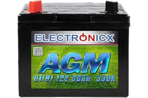 ELECTRONICX Batterie 30Ah AGM Premium pour Tondeuse et Tracteur - Compatible Batterie Tondeuse Autoportée Idéale 30 Ah Tondeuse MTD, Briggs et Stratton Plus U19