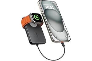 VEGER Bateria Externa Carga Rapida,10000mAh Power Bank,Cable de Conexión Bidireccional Incorporado de iPhone a Type C,Bateria Portatil para iPhone,Apple Watch,Smartphones Type C,Samsung,iPad,etc