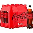 Coca-Cola Zero, Pack of 12 Bottles x1L, Same Coca Cola Taste with Zero Sugar and Zero Calories, Crisp Coke Zero Soft Drinks