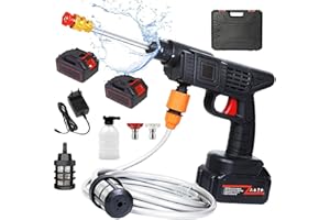 DXHGHYGL Profesjonalna przenośna myjka wysokociśnieniowa Akumulatorowa 21 V, 15000 MAH z 2 bateriami, skrzynka na narzędzia