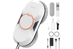 SWBSLL Fensterputzroboter, 5600Pa Fensterreiniger Roboter mit Doppel-Sprühfunktion, Intelligente Navigation, 3 Reinigungsmodi, Fensterkantenerkennung, Fernbedienung, Sicherheitssystem＆8 Reinigungstücher