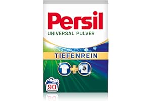 ‎PERSIL Persil Universal Pulver Tiefenrein Waschmittel (90 Waschladungen), Vollwaschmittel für reine Wäsche und hygienische Frische für die Maschine, effektiv von 20 °C bis 95 °C