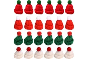 EBHO Pack of 24 Mini Christmas Hats Small Hats for Crafts Knitted Hat Mini Santa Hats Christmas Tree Decoration DIY Crafts