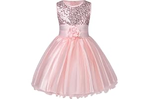 Aomig barn flickor klänning festlig ärmlös paljetter blomma flicka tyll tyllklänning tutu prinsessa festklänning balklänning