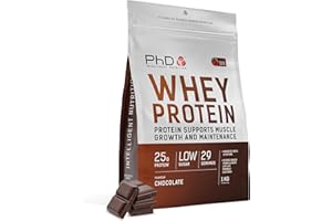 PhD Nutrition Whey Powder 1kg Chocolate – with 25g Informed Protein per Serving, enriched with Well-Tolerated Cultures