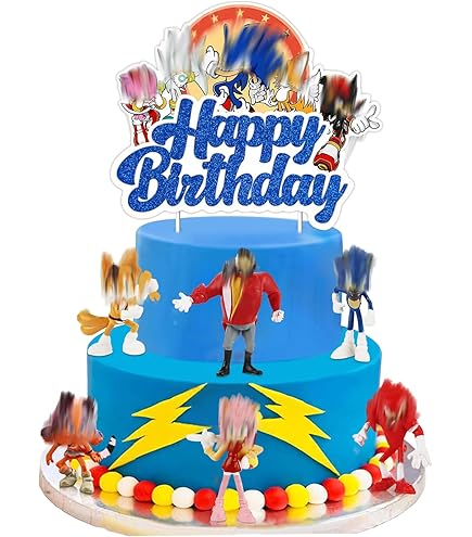 Essbare Sonic Tortenaufleger - 20cm Runde Kuchendekoration Für Kindergeburtstag