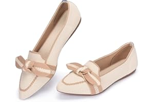 Frank Mully Loafer Flats für Damen Lässiger Strickstoff Leichte elegante Schuhe Waschbar Elegante Schnürschuhe mit spitzer Zehenpartie Bequeme Schuhe im Ballettstil für