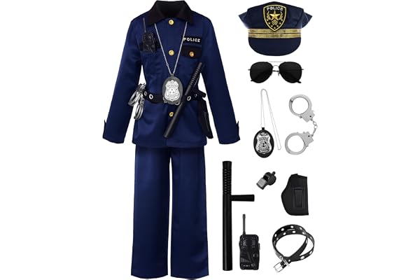 ReliBeauty Déguisement Policier Enfant Costume Police Garçon Fille avec Accessoires