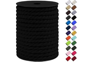 LEREATI Corda Macrame 10mm x 23m, Filo Macrame Corda Cotone Colorata, Macramè Filo Cordino per Borse Uncinetto, Artigianato Fai-Da-Te, Arazzo da Parete, Decorazioni (Nero)
