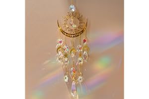 LUMOOM Atrapador de sol para ventana, colgante de cristal, decoración de ventana, arco iris, atrapasueños de cristal, decoración de jardín para el hogar, decoración de primavera para colgar (luna de