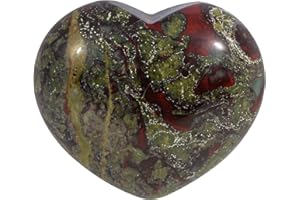 Lovionus89 Naturale Dragon Bloodstone Cuore Amore Intagliato Palmo Tasca Chakra Energia Cristallo e Pietra di Guarigione,45mm