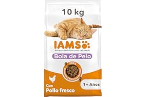 IAMS for Vitality Bolas de Pelo - Alimento seco para Gatos Adultos y de Edad Avanzada (más de 1 año) con Pollo Fresco, 10 kg