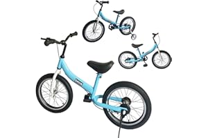 OHIIK Balance Bike with Removable Pedals,Brakes,Removable Stabilizer,Pneumatic Tire,for kids 2-7 years old,12 14 16inch Kids Bike,Gifts for Children