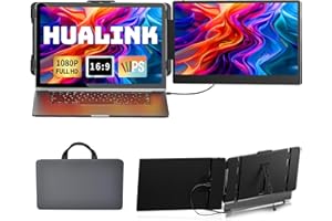 hualink Laptop Screen Extender Monitor - 14 Inch IPS FHD 1080P HDMI/USB-A/Type-C Laptop Monitor Extender,Portable Monitor for Laptops 13-17"(Maximum Length: 15.74") for Windows Mac Android Switch