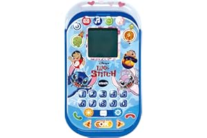 VTech - Teléfono Educativo de Stitch, Juguetes Electrónicos para Niños +4 Años, Pantalla LCD, Banda Luminosa, Minijuegos de Matemáticas, Voz Original, Teclado y Llamadas, Versión ESP