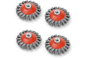 ZJHFC 4 PCS Wire Wheel Brush for Angle Grinder 115mm, Twist Knot Wire Brush Ø 100 mm 4" Thread M14 x 2 Fits for Heavy Cleaning, Stripping, Paint, Rust Removal, Rough Surface Treatment and Grinding
