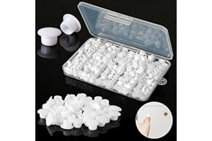 VEPEPE 150 Pzs Blanco Tapones para Agujeros, 5/6/8 mm Reutilizable Tapa Agujeros Plastico Muebles, Tapones para Orificios diámetro, Tapa Tornillos Blanco, Tapon Cubre Tornillos, Ronda De Goma
