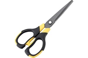 PRACTICDOMUS Tijeras de Precisión SDI Black Titanium Non-Stick en Acero Inoxidable de Alta Duración. Diestros y Zurdos. Color Amarillo 17 cm