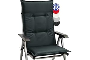 Beautissu cojín para sillas de Exterior, tumbonas, mecedoras o Asientos con Respaldo Alto Base HL 120x50x6 Placas compactas de gomaespuma - Gris Grafito