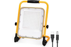 Aigostar - Lampada led ricaricabile,100W Faretto a batteria,lampada da lavoro portatile,4 Modalità Regolabili,Funzione SOS,IP65,per Campeggio,Officina,Garage,Cantiere,Situazioni di emergenza