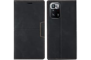 OKZone Funda para Xiaomi Redmi Note 10 4G/Redmi Note 10S, Carcasa Libro con Tapa de Cuero Piel Wallet Case Flip Cover con Kickstand [Cáscara de TPU], Magnetica, Ranuras para Tarjetas (Negro)
