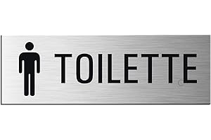 ‎OFFORM DESIGN Schild Toilette Herren 240 x 80 mm Türschild aus Aluminium gebürstet Edelstahloptik selbstklebend 25065-S