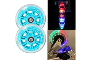 ALUSCOTA Ruedas luminosas para scooter de 100 mm, 2 unidades de 100 mm con rodamientos ABEC-9, ruedas brillantes para patinete, ruedas de 100 mm para todos los scooters con ruedas de 100 mm