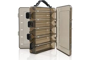 Realure Scatola per Esche Su Entrambi I Lati, Con Maniglia, 4,5 X 17 X 20 Cm, Piccola Scatola per Pesca in Mare, 10 Scomparti, Per Esche Artificiali, Wobbler, Esca in Gomma (Brown)