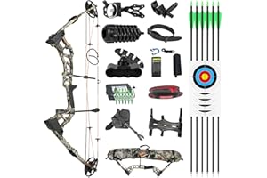 HNZMDY Set Arco Compound Premium 0-70lbs Regolabile con 320FPS, Corpo Magnesio Ultra-Leggero, CNC Dual-Nockensystem, Kit Completo per Adulti e Principianti - Nero e Camouflage