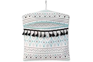 JOALPYSM Clothes Peg Bag, Bohemian Tassel Laundry Clothes Peg Bag for Washing line Waterproof, Portable Laundry Basket With Shoulder Strap, Reusable Hanging Clothes Storage Package for Indoor Outdoor Use
