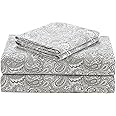 Comfort Spaces 100% Cotton Sheet Set Breathable, Lightweight, Soft with 14" Elastic Pocket Fits up to 16" Mattress, All Season Cozy Bedding, Matching Pillow Case, Cal King Paisley Multi 4 Piece