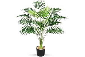 Vmhkjo Kunstpflanzen Groß 82 cm Hoch18 Zweige Grünpflanzen im Topf Künstlicher Palme Pflanze Wie Echt Outdoor Tropical Hawaii Grün Fake Plant für Schlafzimmer Büro Garten Hochzeit Party Deco