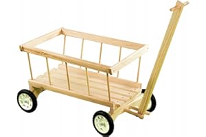 ‎COIL COIL Leiterwagen, Handwagen, Spielzeug-Kinderwagen, Handgefertigt aus Holz, Bollerwagen, Gartendekorationen, Schwenkbare Vorderrader, Selbstmontage (Klein)