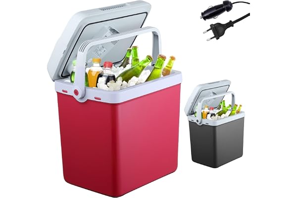 AREBOS Glacières | Boîte réfrigérante | 25 L | Boîte chauffante thermoélectrique | sur Secteur | Mode éco | 12/230 V pour Voiture et Prise de Courant