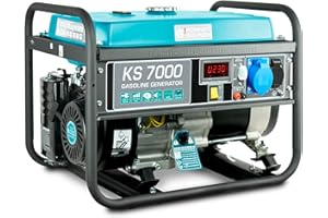 K&S KÖNNER&SÖHNEN Groupe électrogène à essence KS 7000 puissance maximale 5500 W, 1x16A, 1x32A Schuko (230 V), moteur EURO-V, régulateur de tension automatique (AVR), affichage LED, enroulement 100% cuivre.