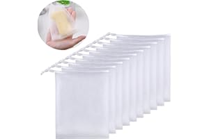 SHULLIN Lot de 10 sachets à savon en nylon - Pour mousser et sécher le savon et le nettoyant pour le visage - Massage exfoliant