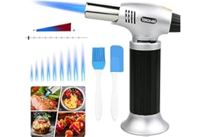 CAMONTI Küchenbrenne Flambierbrenner, Nachfüllbar Butan Gasbrenner mit Sicherheitsschloss für die Küche Home Creme Brulee Gebäck Desserts Camping (Butan Inbegriffen Nicht)