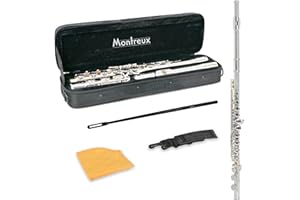 Montreux Student Flute for Beginners with Lightweight Protective Carry Case - Silver Plated, Offset G, Split E Mechanism, C Foot