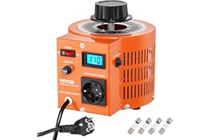VEVOR 2000VA Variable Voltage 6.6 Amp 230V Input 0-300V Output AC Voltage Regulator with LCD Display 4 Additional Fuses for Home, Industrial, Office